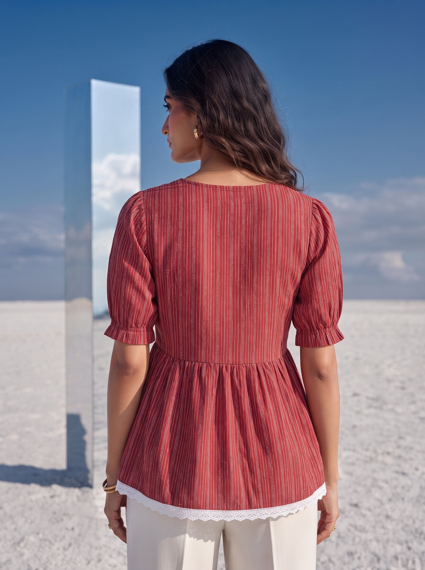 Ruby Stripe Ruffle Top