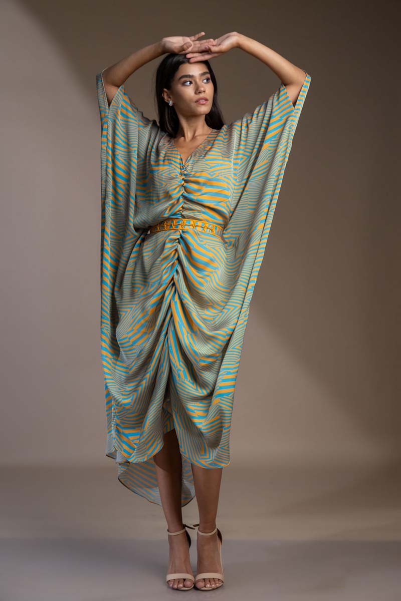 Shop Luxury Designer Kaftan Dress Ankle Length Satin Georgette