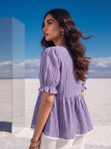 Amethyst Stripe Ruffle Top