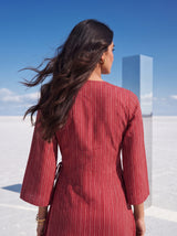 Crimson Stripe Wrap Top