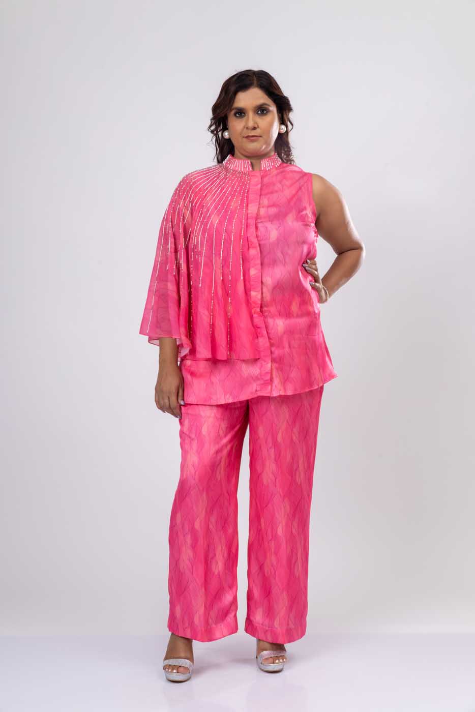 Carnival Evening Pink Cape Co-ord Set