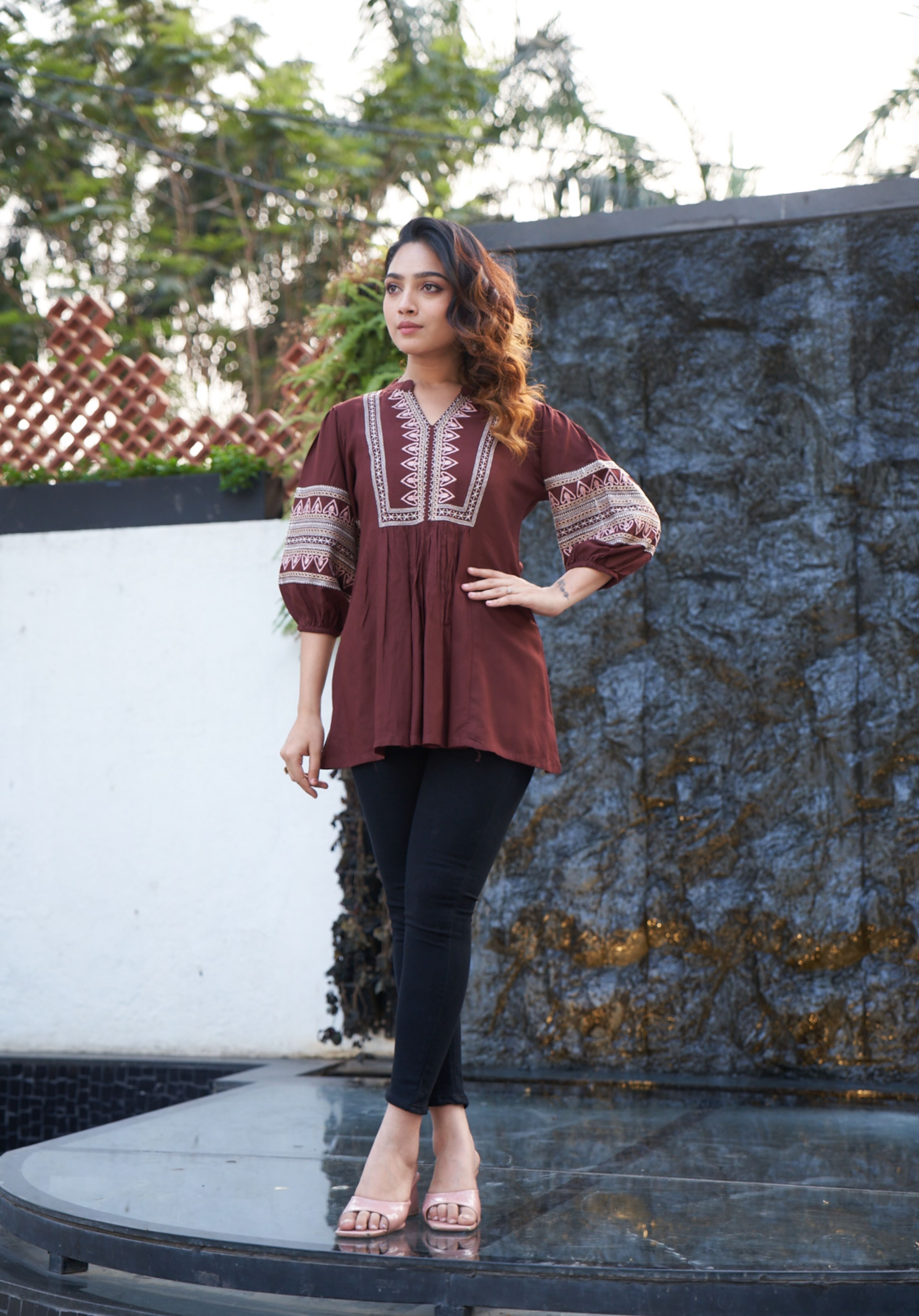 Brown Ananya Top