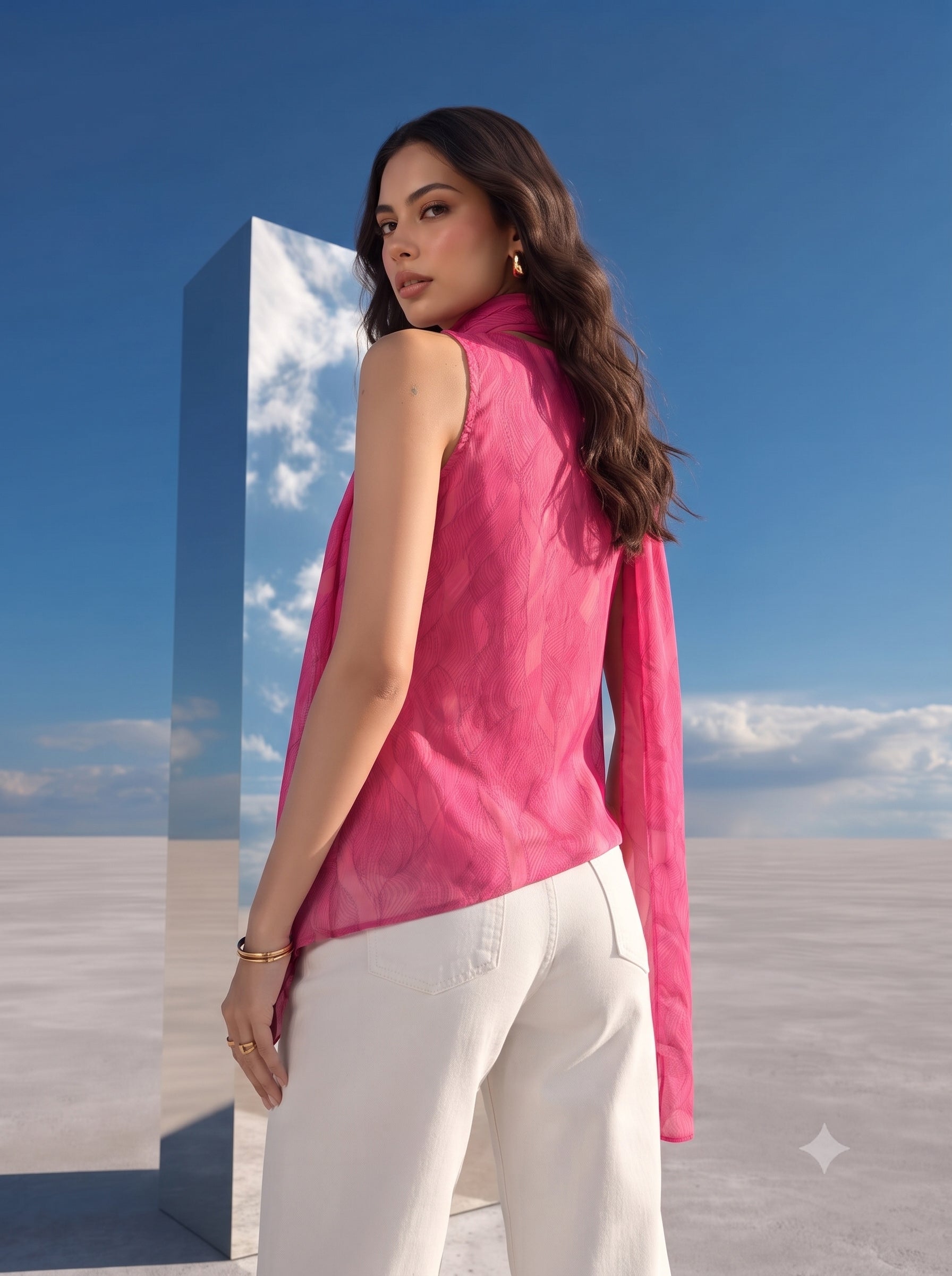 Magenta Luxe Scarf Top