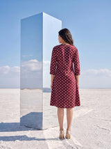 Polka Dot Diva Berry Chic Maroon Dress
