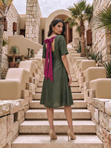 Olive Sweetheart-Neck Dress