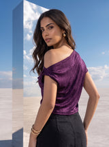 Plum Velvet Off-Shoulder Top