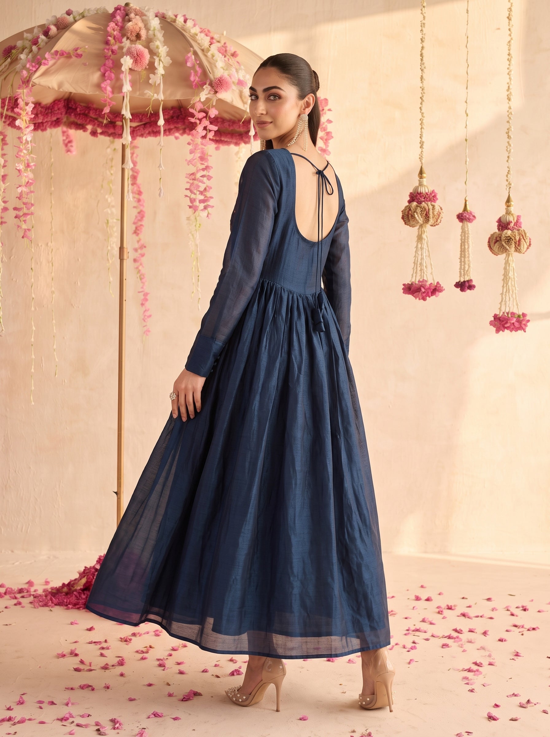 Navy Soraya Embroidered Dress