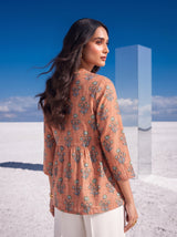 Tangerine Bloom Peplum Top