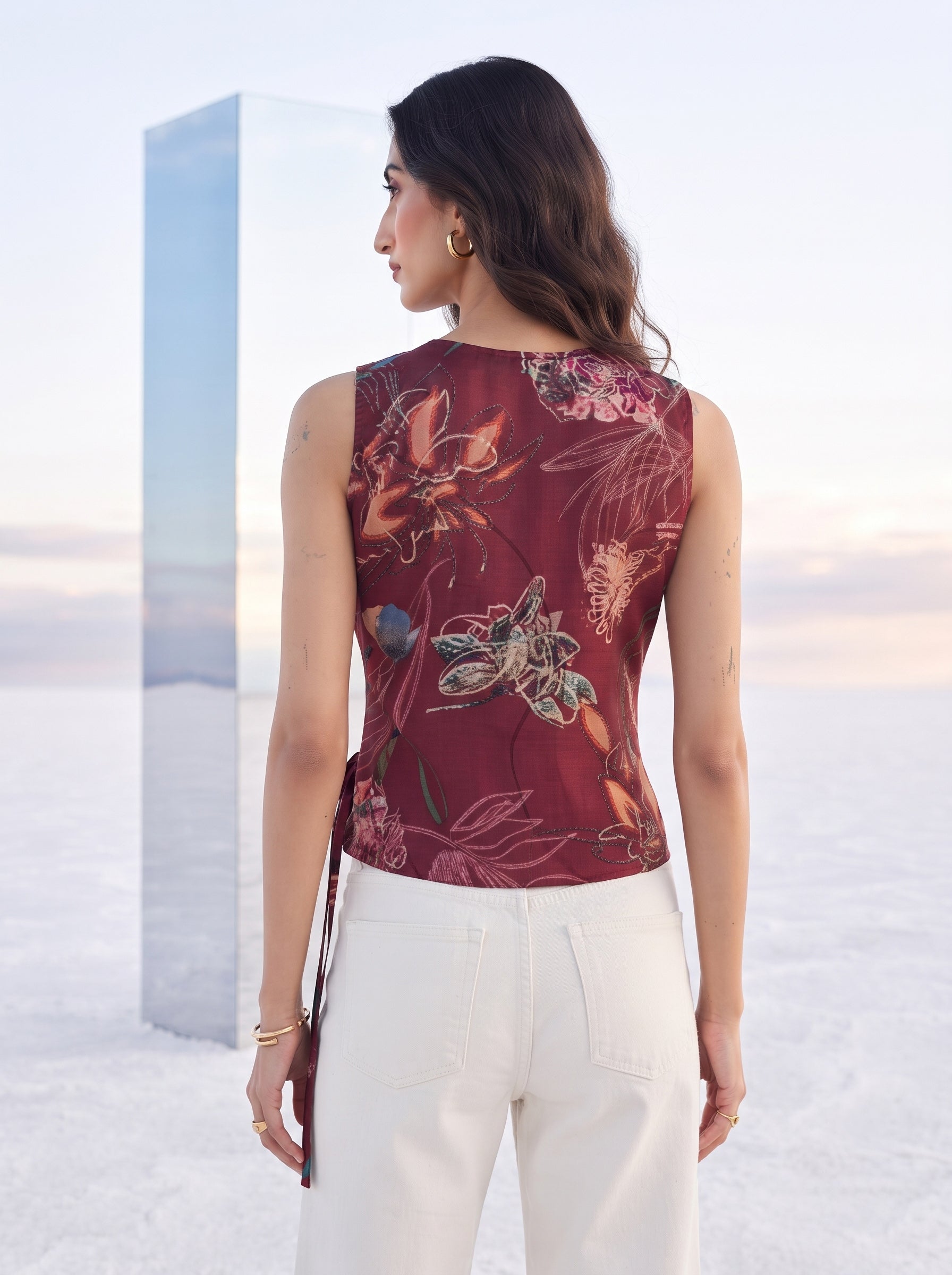 Crimson Meadow Wrap Top