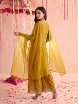 Lime Green Embroidered Sharara Set