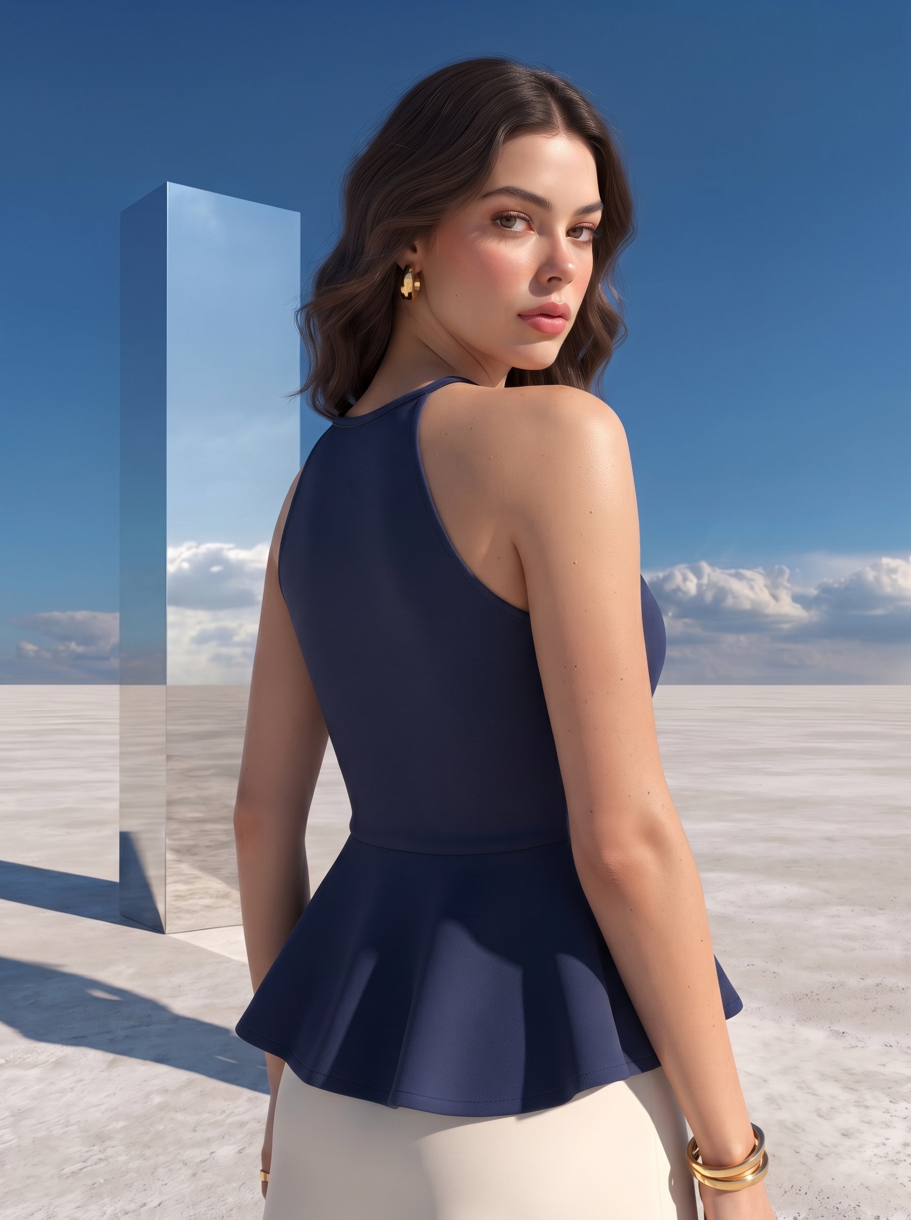 Midnight Halter Peplum Top