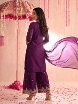 Royal Purple Embroidered Sharara Set