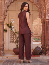 Mahogany Embroidered Co-ord Set