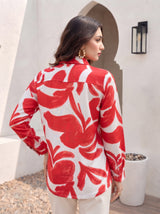 Scarlet Bloom Button Shirt