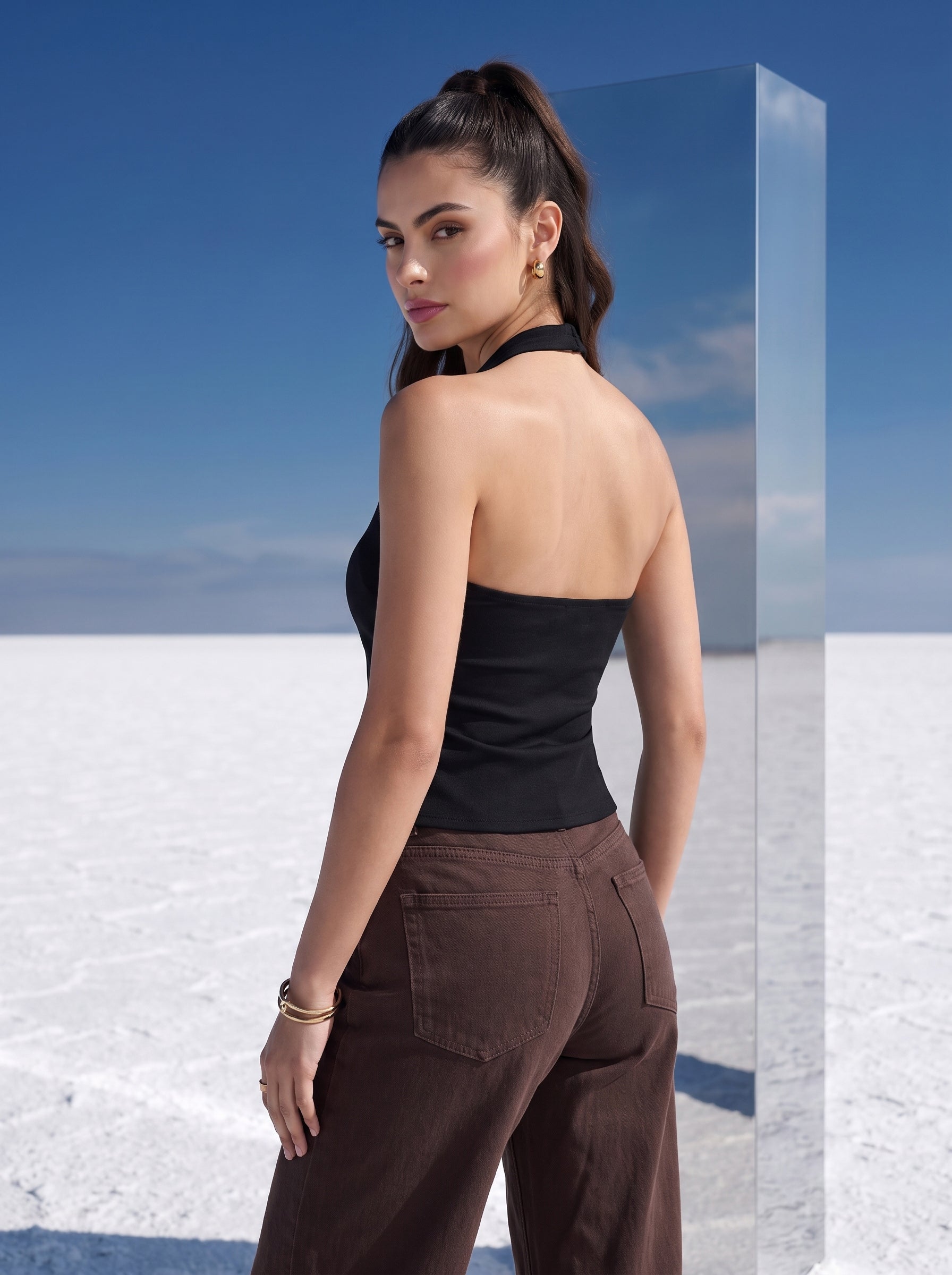 Noir Halter Slit Top