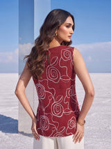 Crimson Rose Embroidered Top