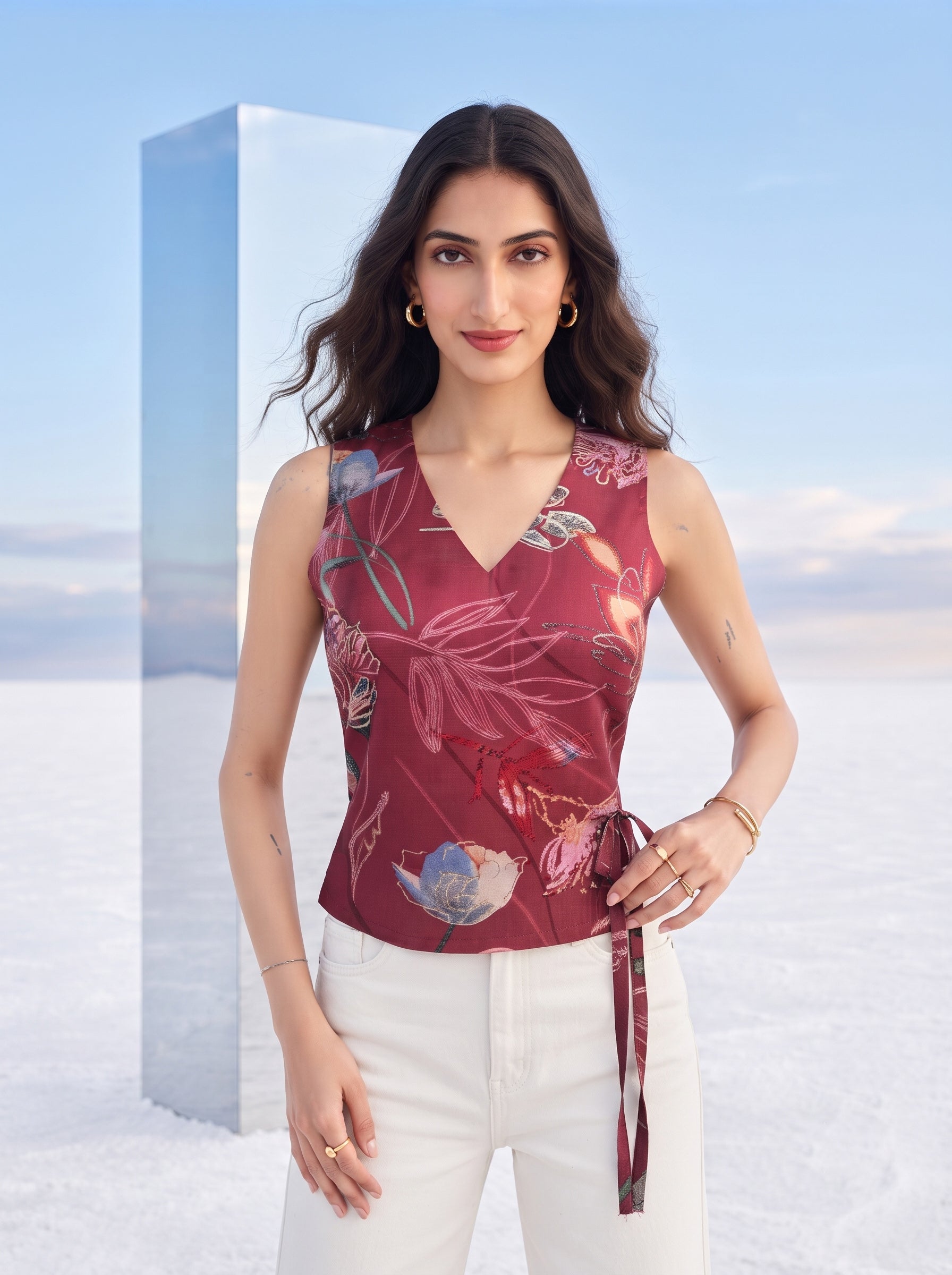 Crimson Meadow Wrap Top