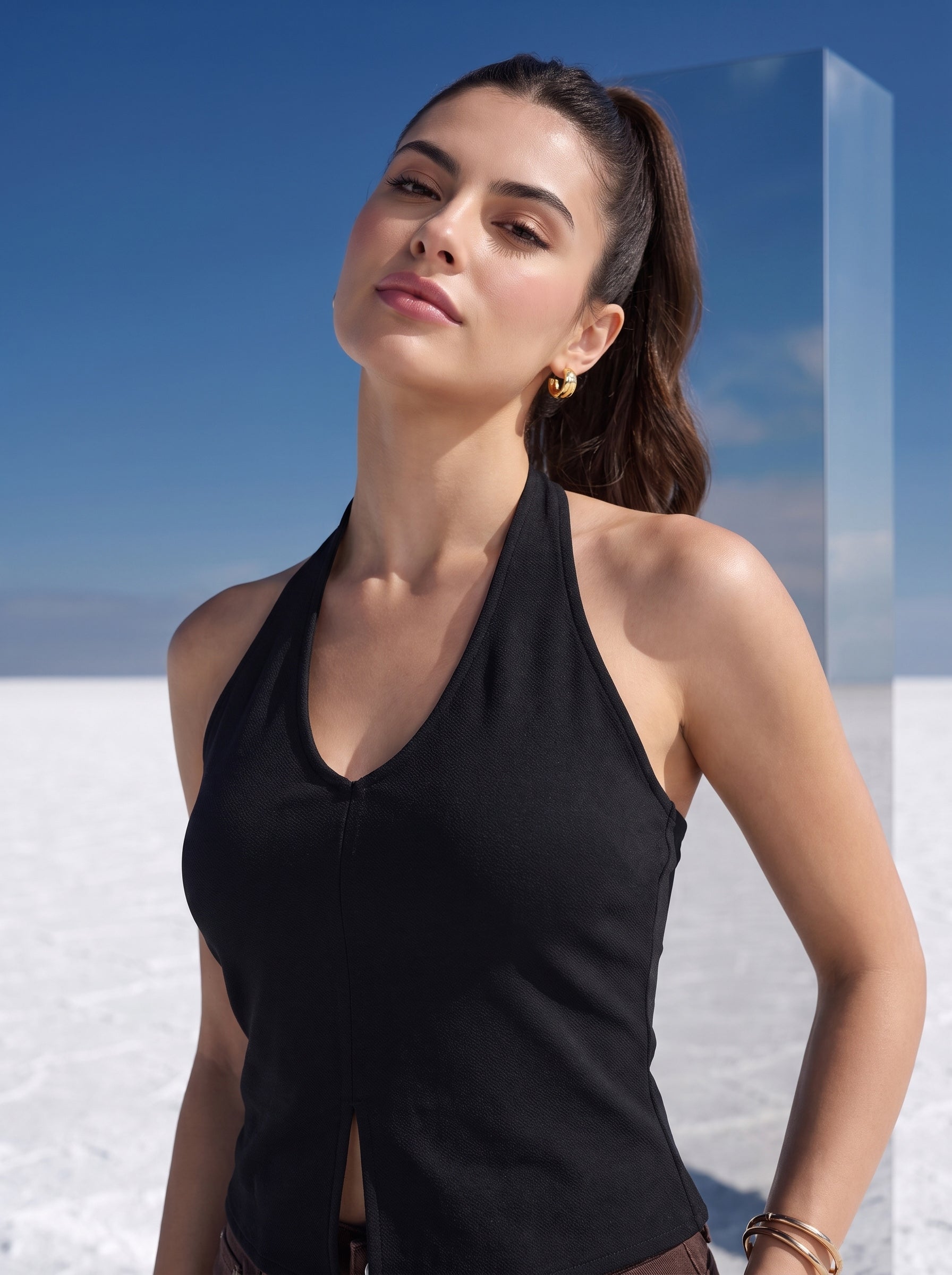Noir Halter Slit Top