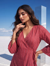 Crimson Stripe Wrap Top
