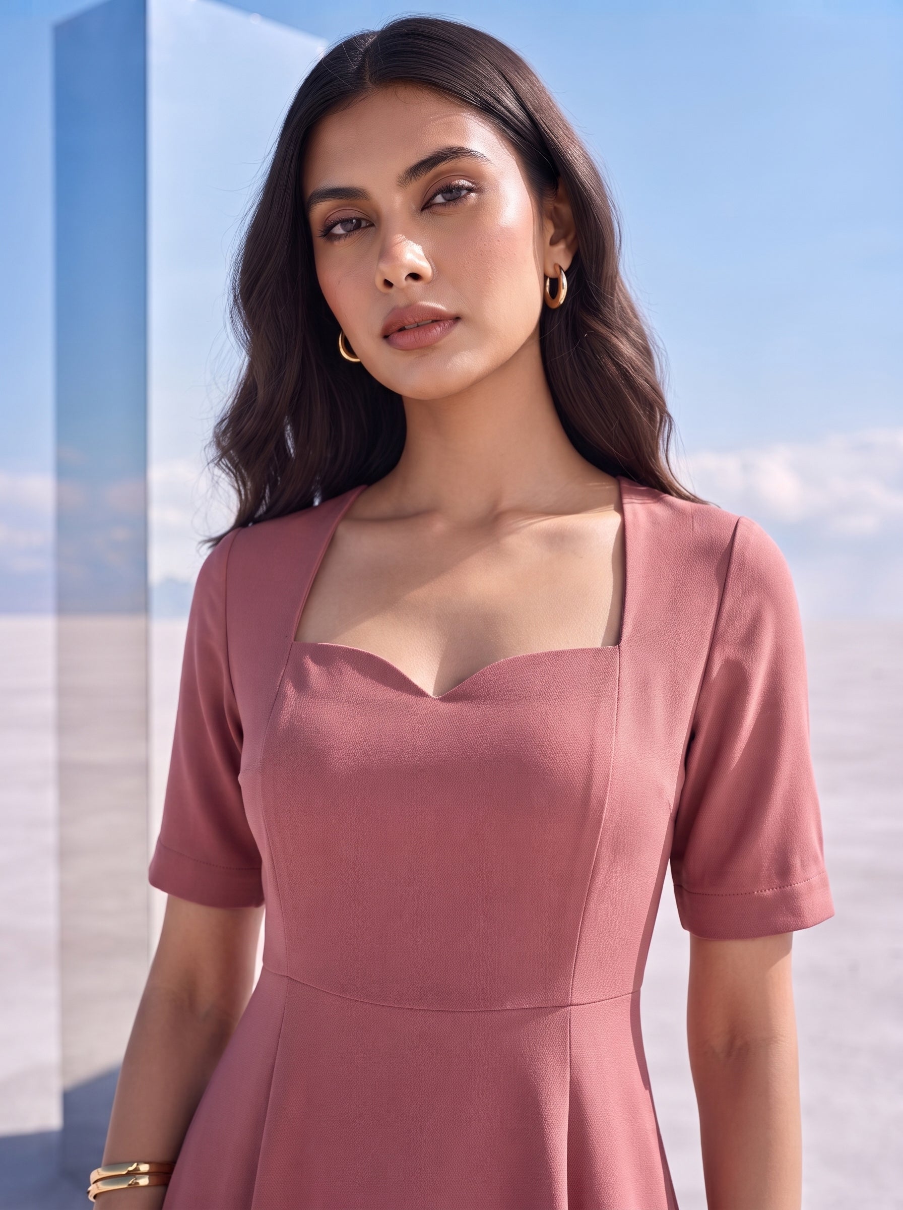 Dusty Rose A-Line Dress