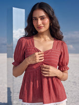 Ruby Stripe Ruffle Top