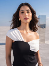 Monochrome Twist Off-Shoulder Top