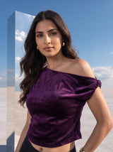Plum Velvet Off-Shoulder Top