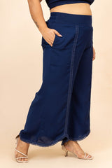 Jalsa Crochet Lace Navy Blue Tummy Shaper Pants