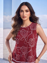 Crimson Rose Embroidered Top