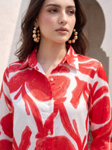 Scarlet Bloom Button Shirt
