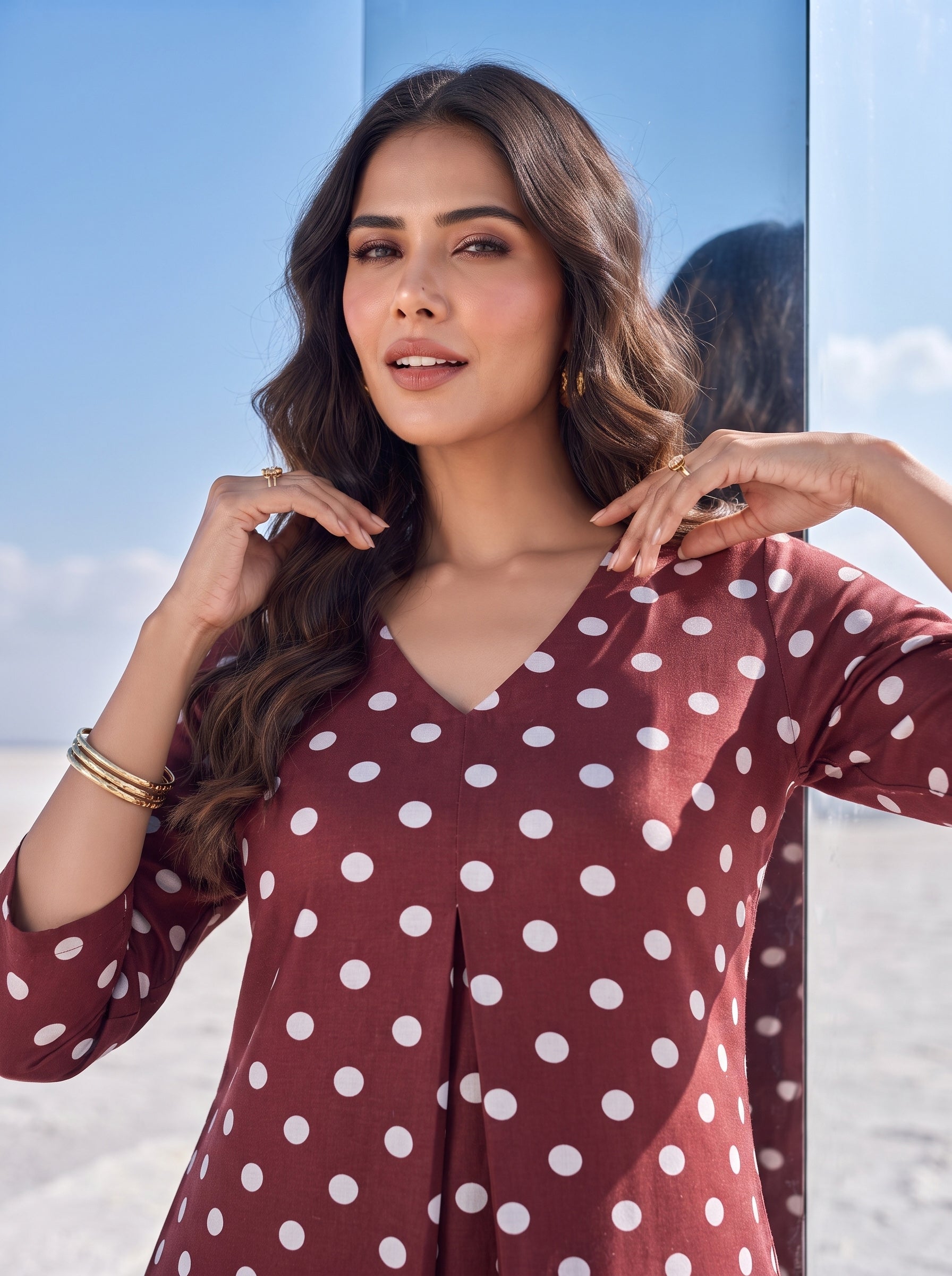 Polka Dot Diva Berry Chic Maroon Dress