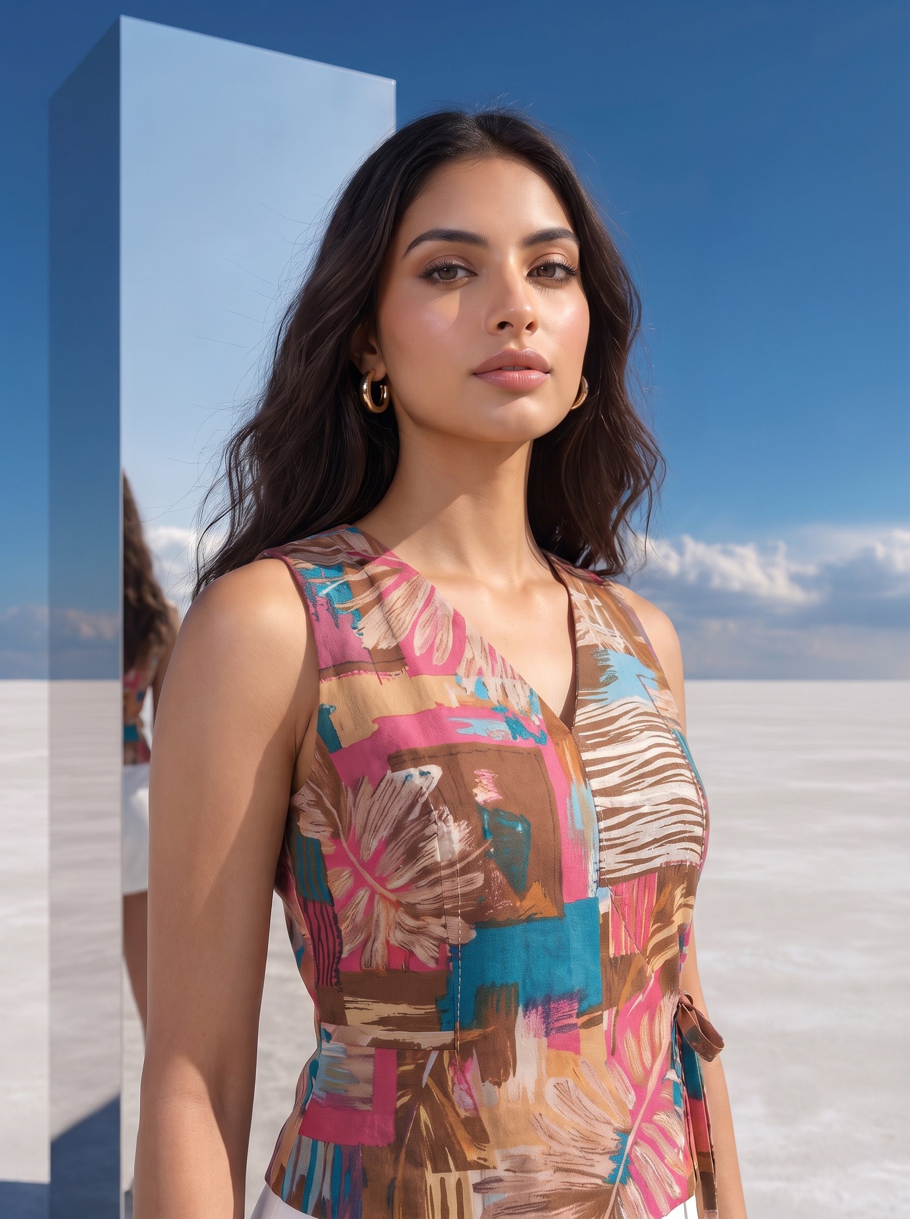 Sunset Mosaic Wrap Top