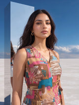 Sunset Mosaic Wrap Top