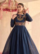 Navy Soraya Embroidered Dress