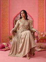 Taupe Nilofer Embroidered Dress