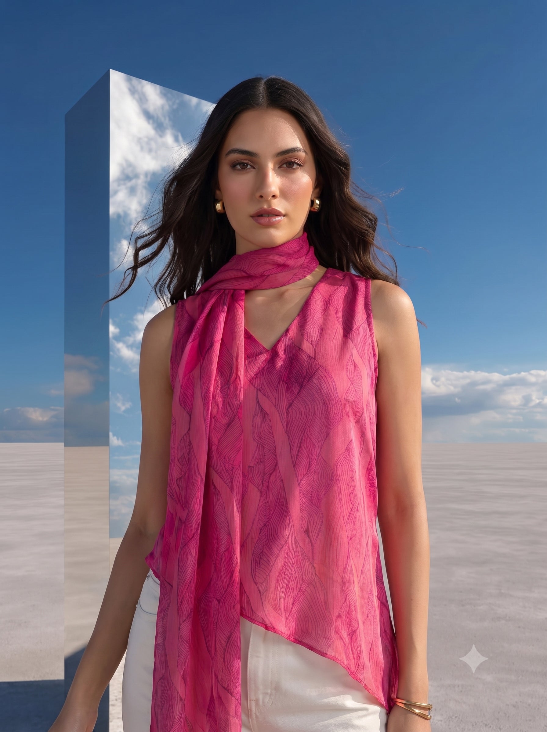 Magenta Luxe Scarf Top