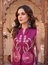 Magenta Embroidered Co-ord Set
