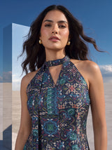 Teal Kaleido Choker Top