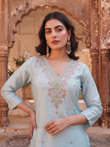Powder Blue Bloom  Festive Kurta Set