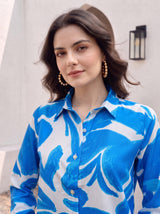 Cobalt Bloom Button Shirt