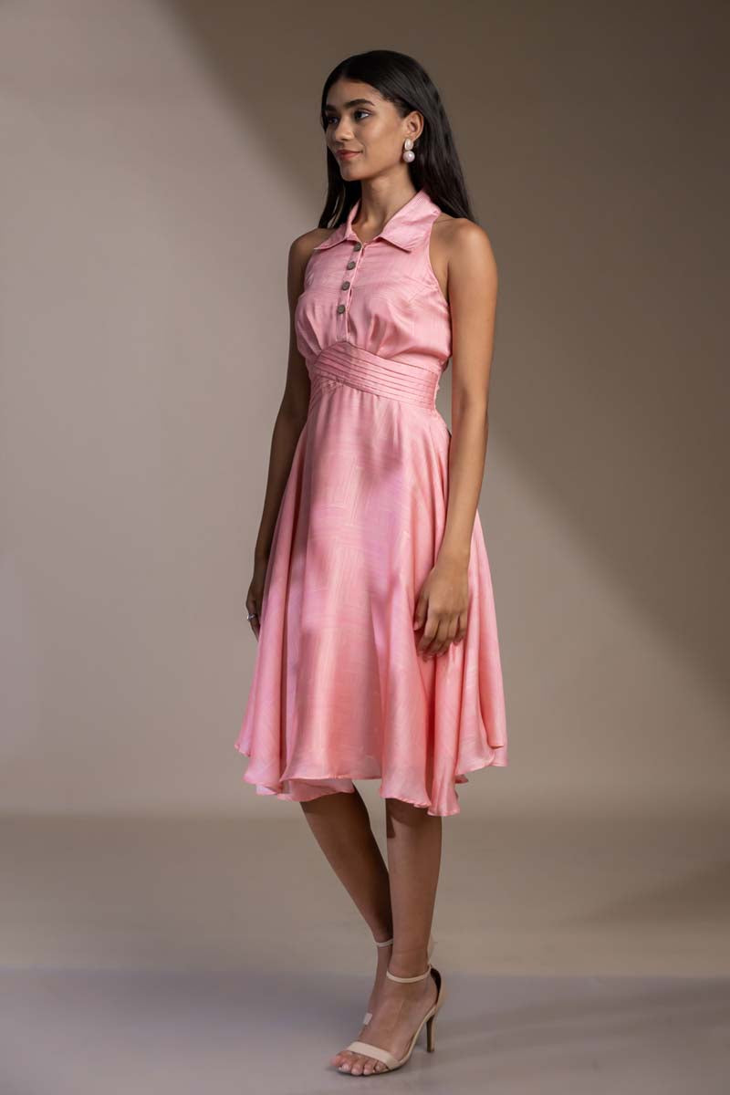 pink knee length dress