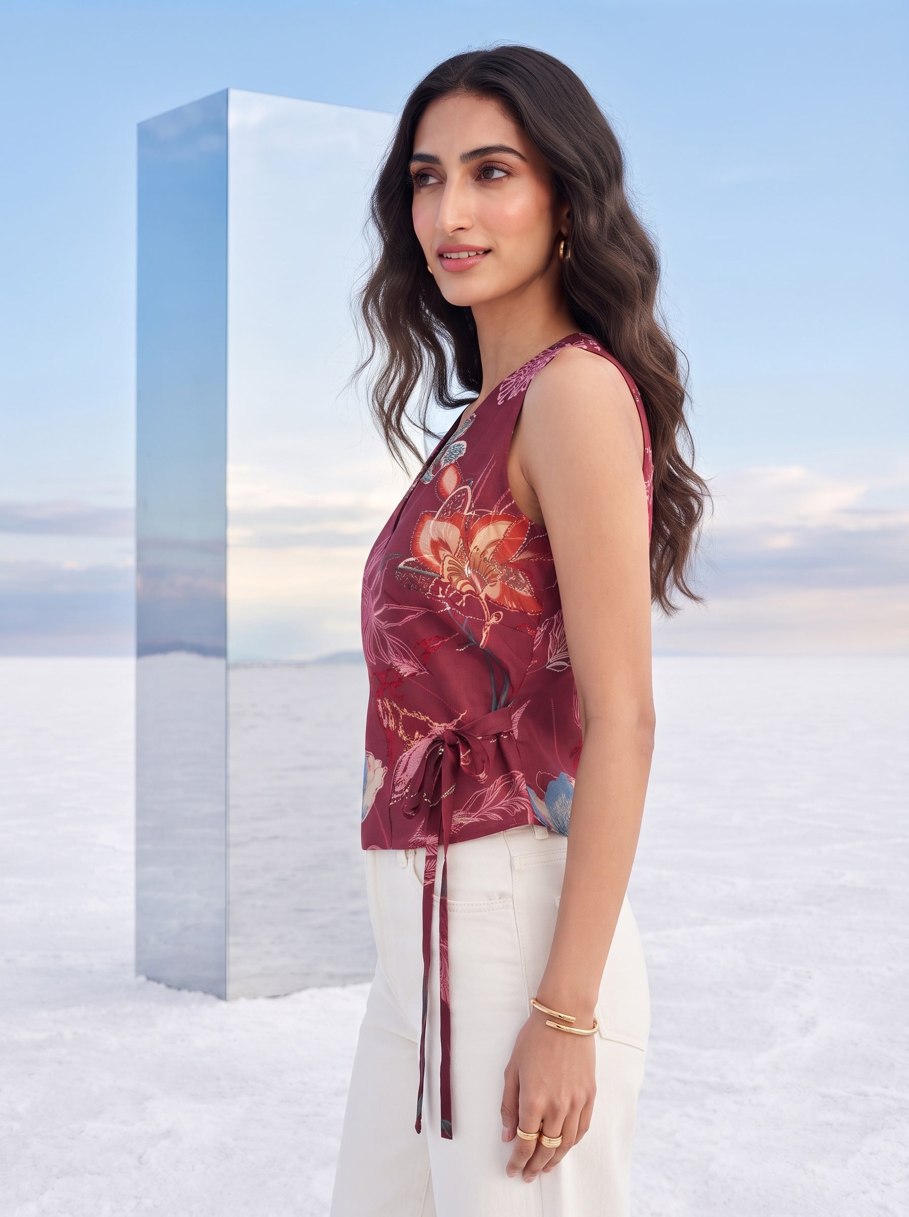 Crimson Meadow Wrap Top