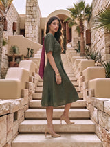 Olive Sweetheart-Neck Dress