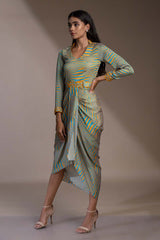 turquoise-yellow Beirut dress