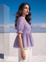 Amethyst Stripe Ruffle Top
