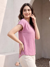Blush Button-Placket Top
