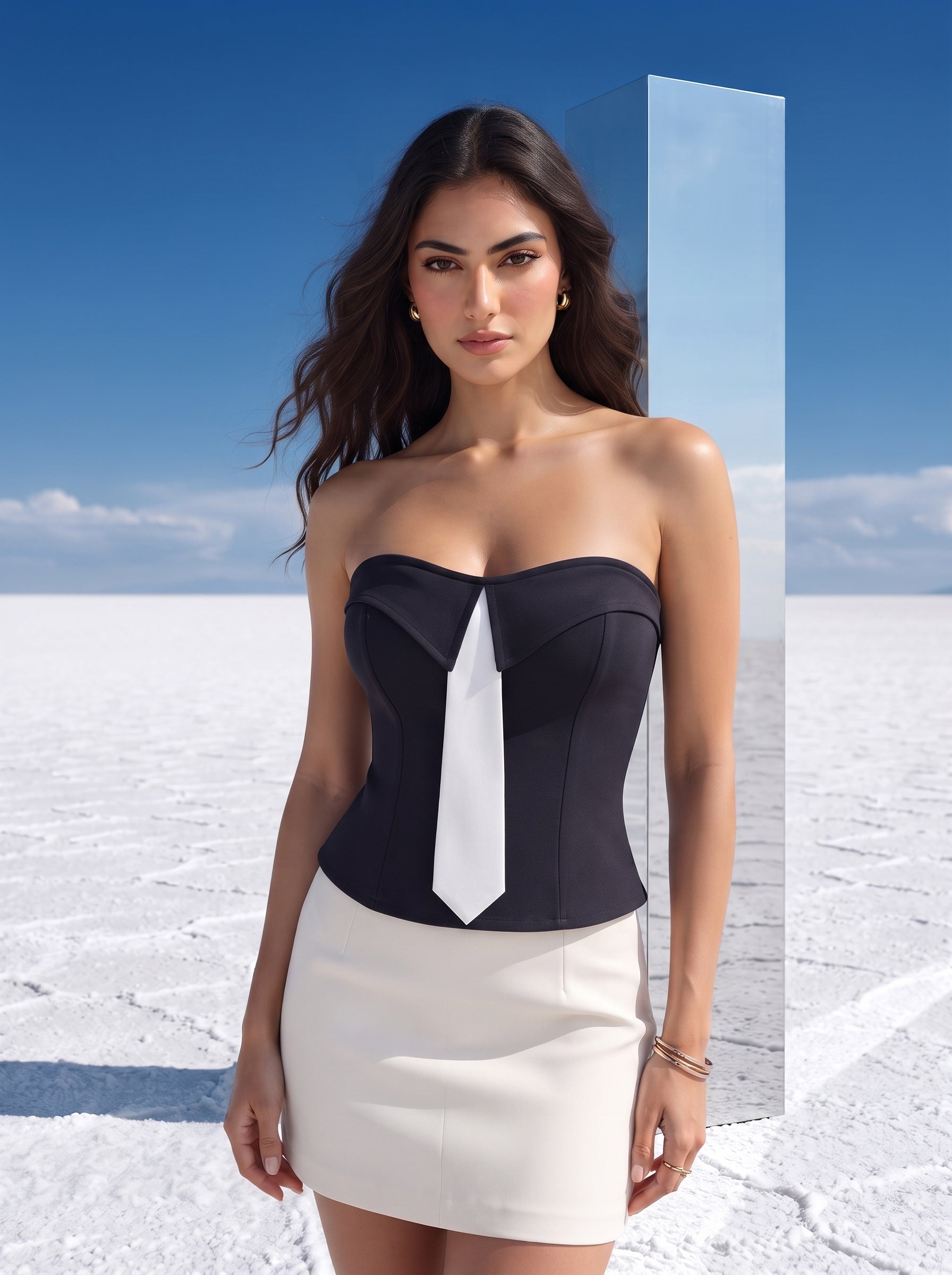 Monochrome Tux Corset Top