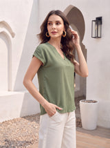 Olive Grove Cap-Sleeve Top