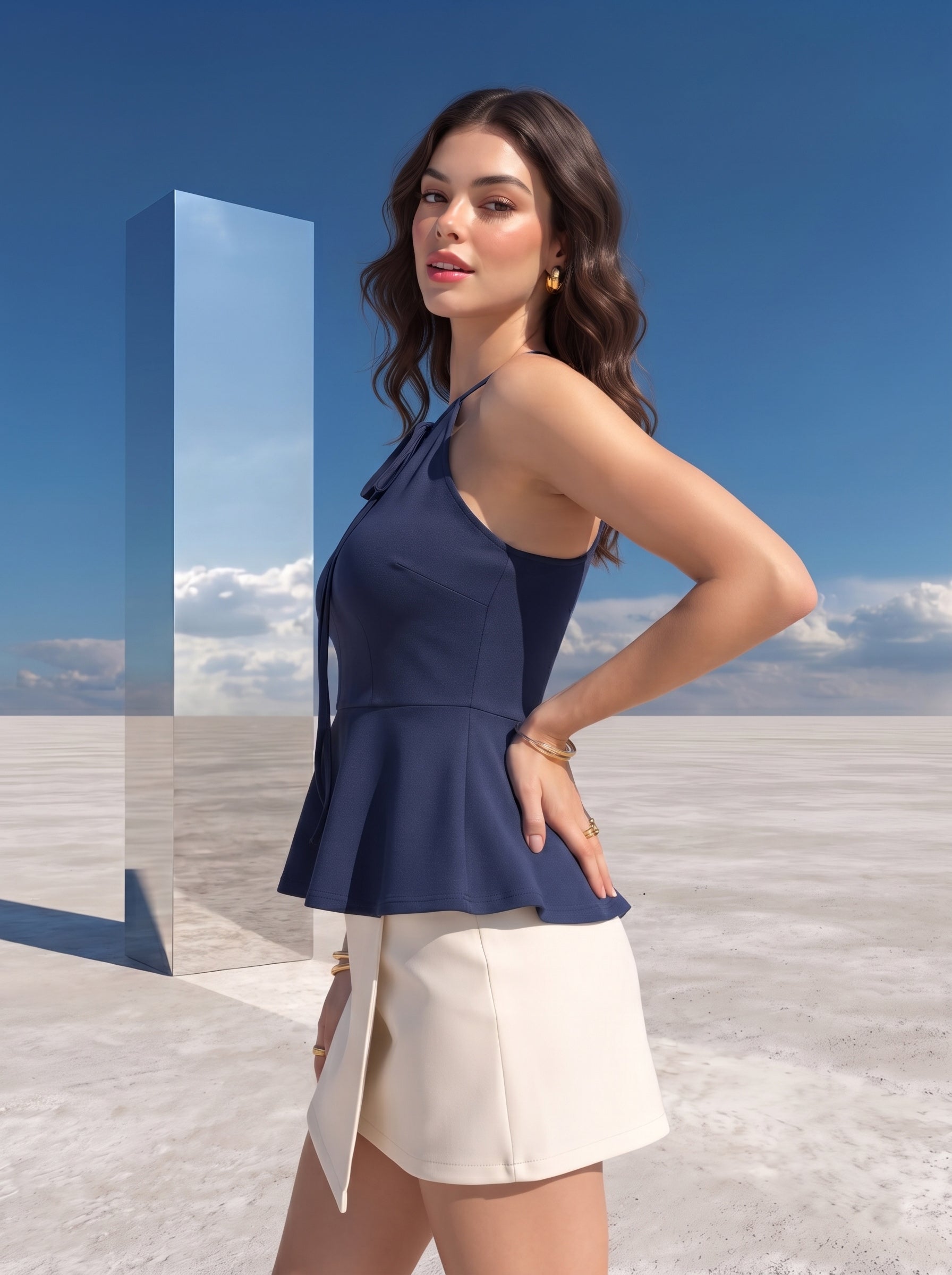 Midnight Halter Peplum Top