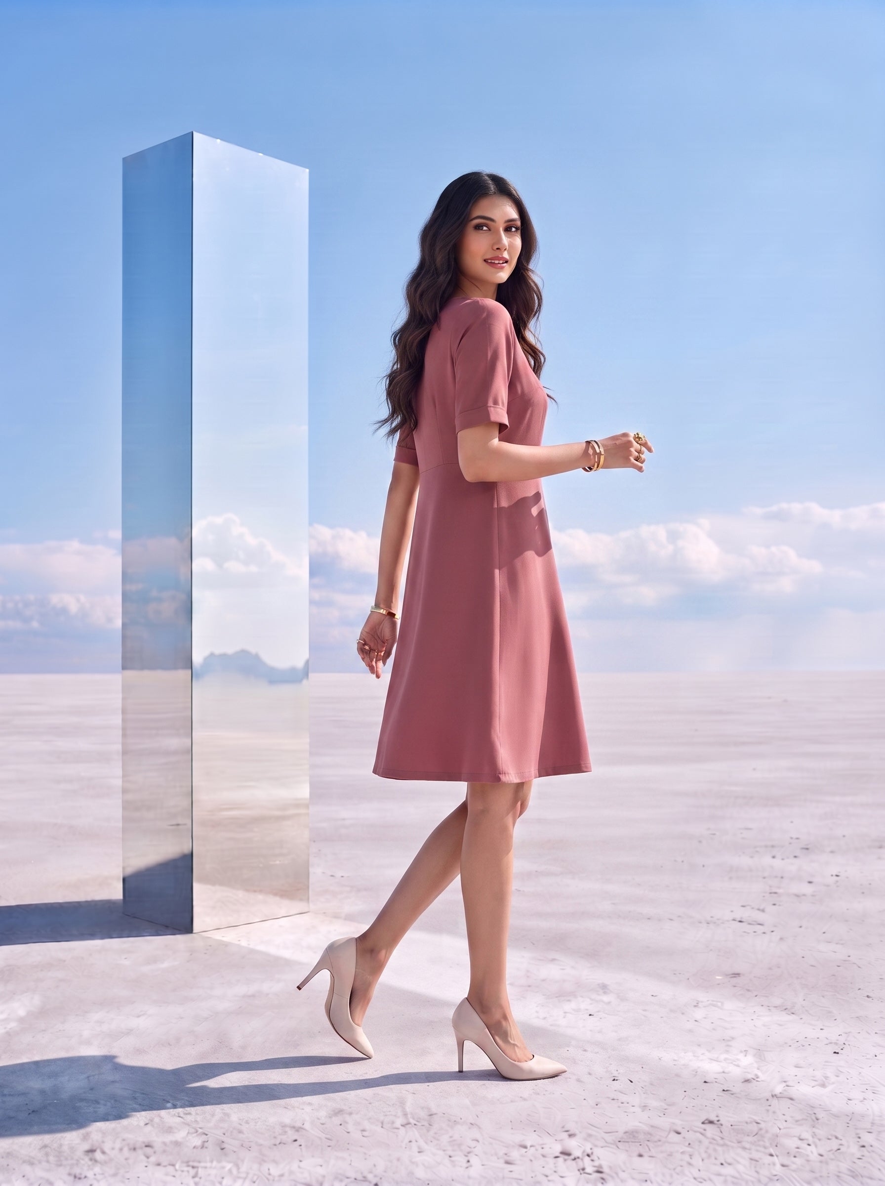 Dusty Rose A-Line Dress